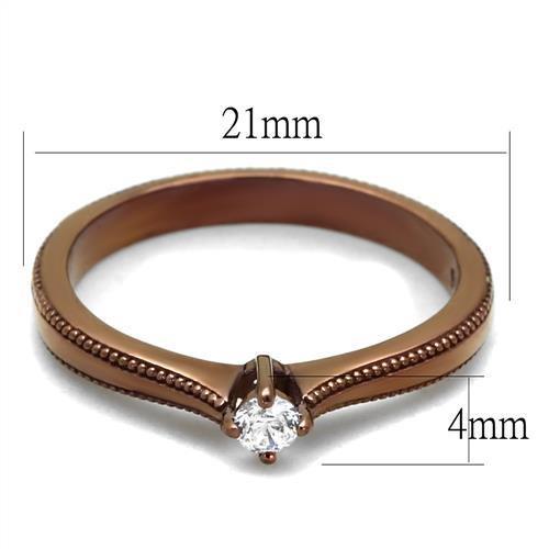 TK2610 - IP Coffee light Stainless Steel Ring with AAA Grade CZ  in Clear-1