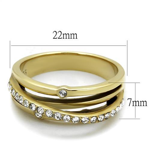 TK2611 - IP Gold(Ion Plating) Stainless Steel Ring with Top Grade Crystal  in Clear-1