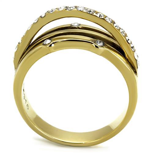 TK2611 - IP Gold(Ion Plating) Stainless Steel Ring with Top Grade Crystal  in Clear-2