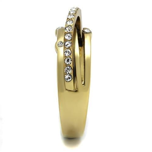 TK2611 - IP Gold(Ion Plating) Stainless Steel Ring with Top Grade Crystal  in Clear-3