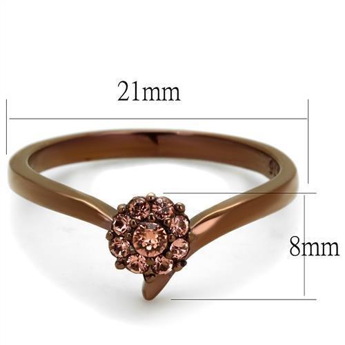 TK2612 - IP Coffee light Stainless Steel Ring with Top Grade Crystal  in Light Peach-1