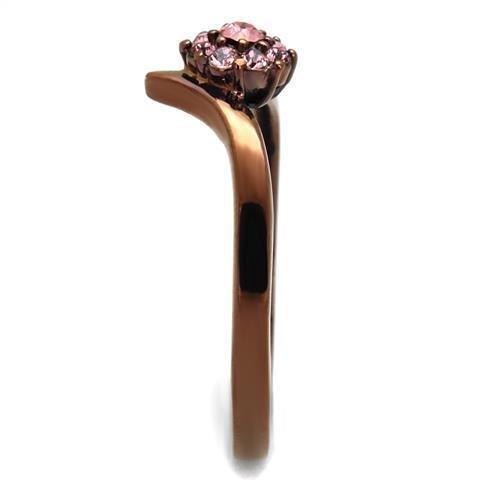 TK2612 - IP Coffee light Stainless Steel Ring with Top Grade Crystal  in Light Peach-3