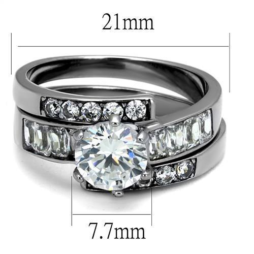 TK2616 - No Plating Stainless Steel Ring with AAA Grade CZ  in Clear-1