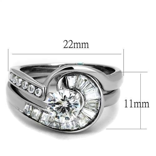 TK2617 - No Plating Stainless Steel Ring with AAA Grade CZ  in Clear-1