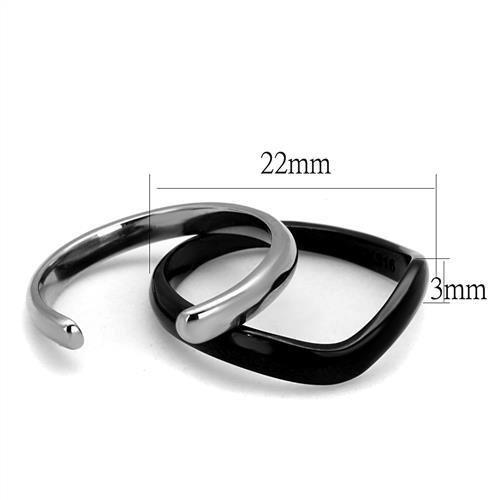 TK2618 - Two-Tone IP Black (Ion Plating) Stainless Steel Ring with No Stone-1