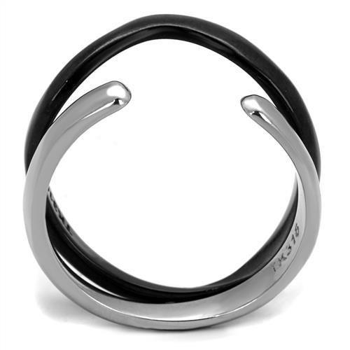 TK2618 - Two-Tone IP Black (Ion Plating) Stainless Steel Ring with No Stone-2
