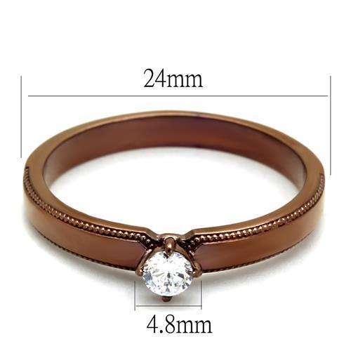 TK2621 - IP Coffee light Stainless Steel Ring with AAA Grade CZ  in Clear-1