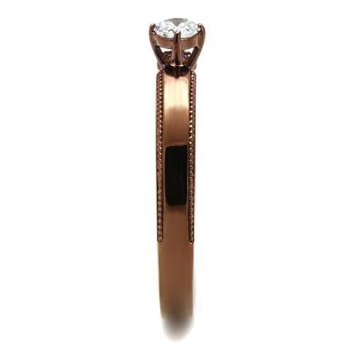 TK2621 - IP Coffee light Stainless Steel Ring with AAA Grade CZ  in Clear-3