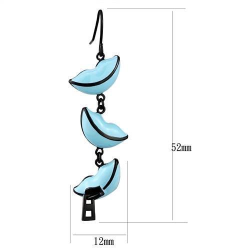 TK2624 - IP Black(Ion Plating) Stainless Steel Earrings with Epoxy  in Sea Blue-1