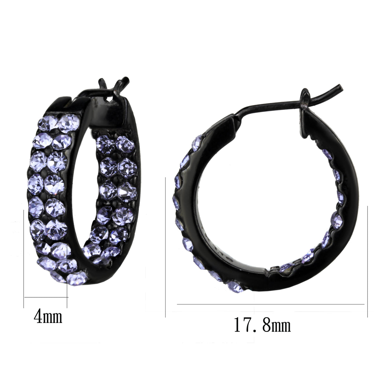 TK2625 - IP Black (Ion Plating) Stainless Steel Earrings with Top Grade Crystal  in Light Amethyst-1