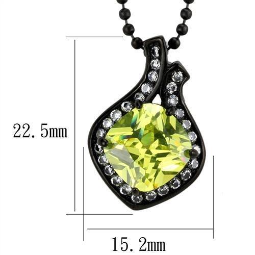 TK2629 - IP Black(Ion Plating) Stainless Steel Chain Pendant with AAA Grade CZ  in Apple Green color-1
