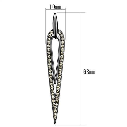 TK2634 - IP Light Black  (IP Gun) Stainless Steel Earrings with Top Grade Crystal  in Smoky Topaz-1