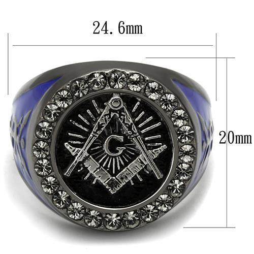 TK2637 - Two Tone IP Light Black (IP Gun) Stainless Steel Ring with Top Grade Crystal  in Black Diamond-1