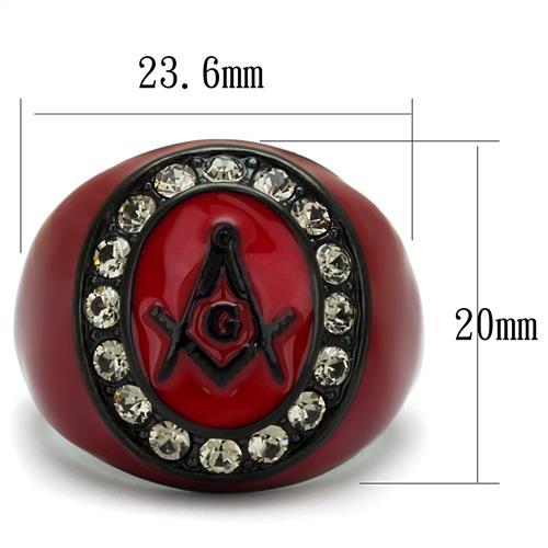 TK2638 - IP Black(Ion Plating) Stainless Steel Ring with Top Grade Crystal  in Black Diamond-1
