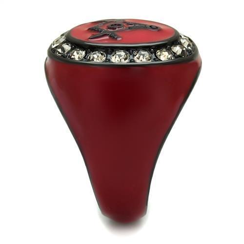 TK2638 - IP Black(Ion Plating) Stainless Steel Ring with Top Grade Crystal  in Black Diamond-3