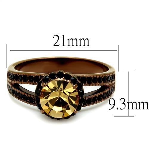 TK2654 - IP Coffee light Stainless Steel Ring with Top Grade Crystal  in Light Smoked-1