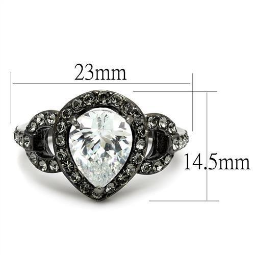 TK2655 - IP Light Black  (IP Gun) Stainless Steel Ring with AAA Grade CZ  in Clear-1