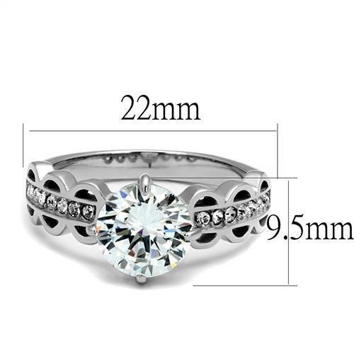 TK2658 - High polished (no plating) Stainless Steel Ring with AAA Grade CZ  in Clear-1