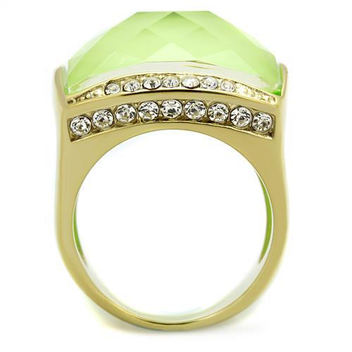 TK2661 - IP Gold(Ion Plating) Stainless Steel Ring with Synthetic Synthetic Stone in Apple Green color-2