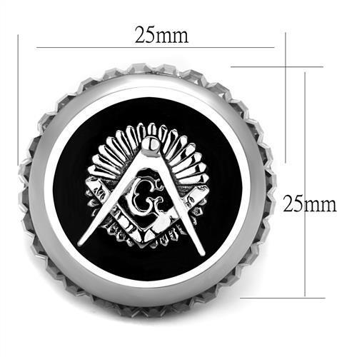 TK2666 - High polished (no plating) Stainless Steel Ring with Top Grade Crystal  in Jet-1