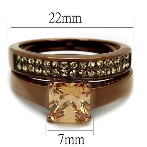 TK2670 - IP Coffee light Stainless Steel Ring with AAA Grade CZ  in Champagne-1