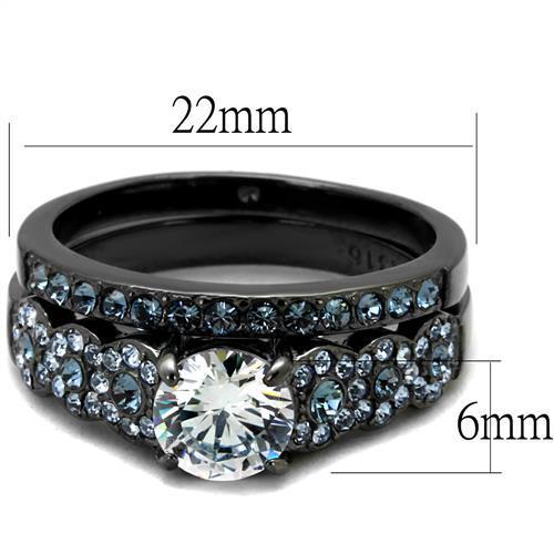 TK2671 - IP Light Black  (IP Gun) Stainless Steel Ring with AAA Grade CZ  in Clear-1