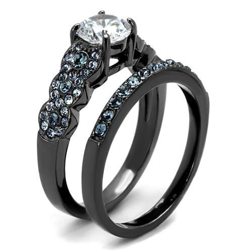 TK2671 - IP Light Black  (IP Gun) Stainless Steel Ring with AAA Grade CZ  in Clear-3