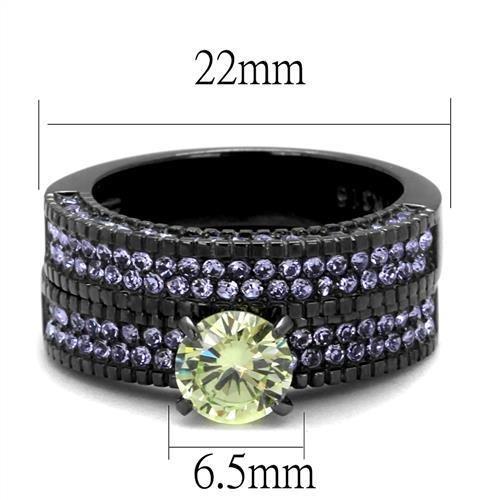 TK2672 - IP Light Black  (IP Gun) Stainless Steel Ring with AAA Grade CZ  in Apple Green color-1