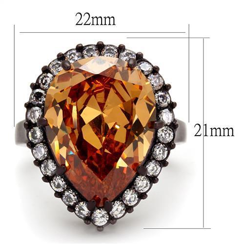 TK2675 - IP Dark Brown (IP coffee) Stainless Steel Ring with AAA Grade CZ  in Champagne-1