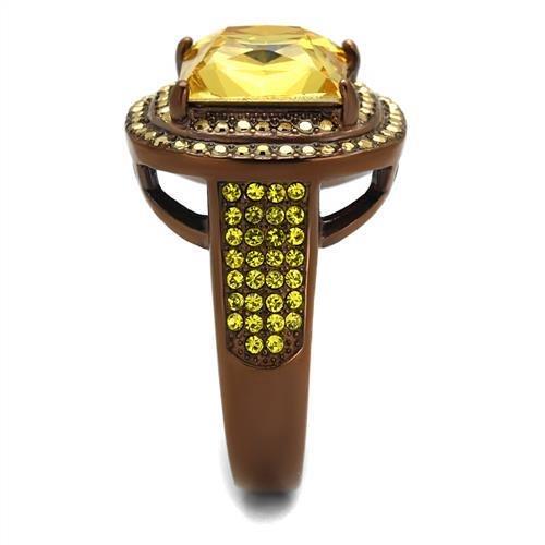 TK2677 - IP Coffee light Stainless Steel Ring with AAA Grade CZ  in Topaz-3