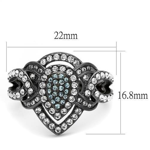 TK2679 - IP Light Black  (IP Gun) Stainless Steel Ring with Top Grade Crystal  in Multi Color-1