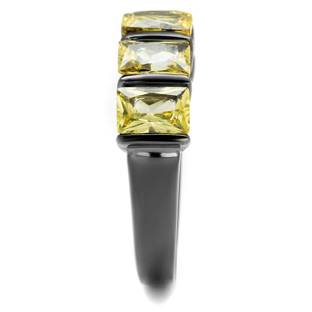 TK2683 - IP Light Black  (IP Gun) Stainless Steel Ring with AAA Grade CZ  in Topaz-3
