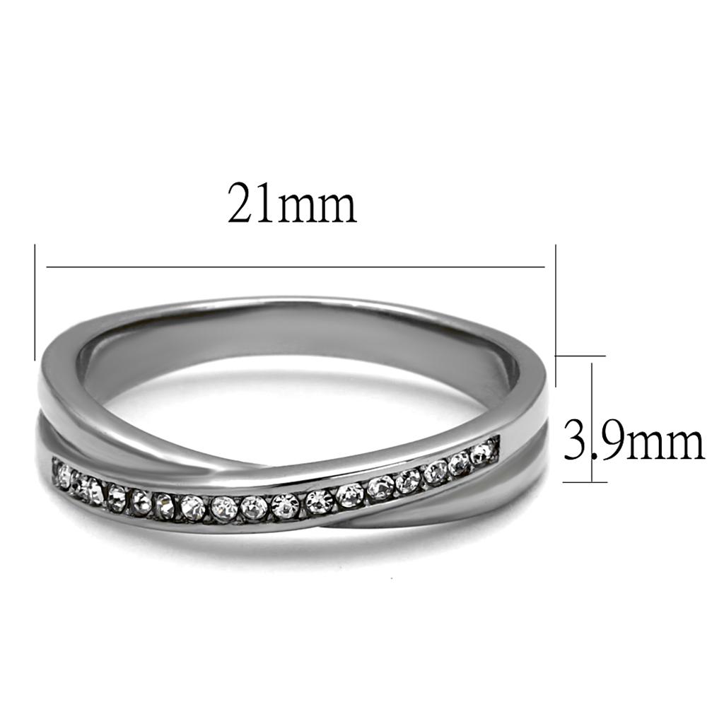 TK2684 - High polished (no plating) Stainless Steel Ring with Top Grade Crystal  in Clear-1
