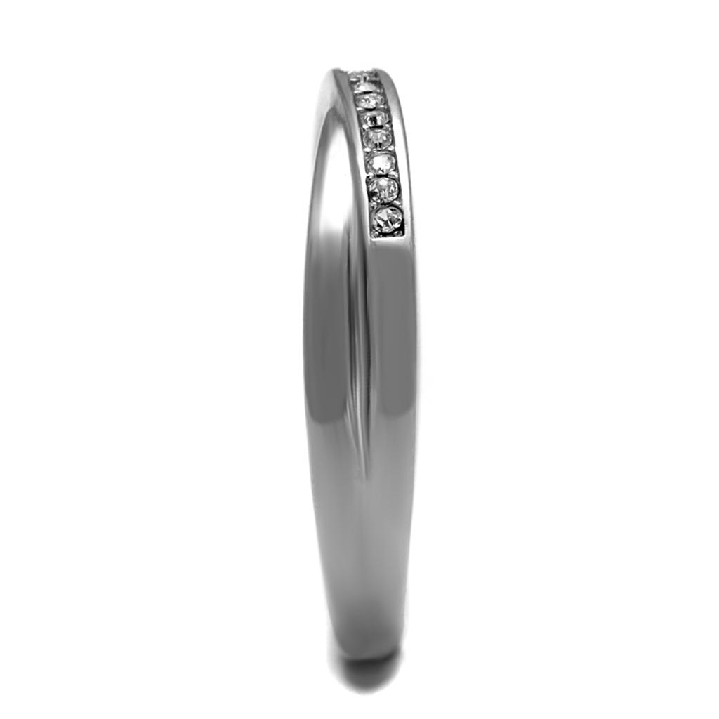 TK2684 - High polished (no plating) Stainless Steel Ring with Top Grade Crystal  in Clear-3
