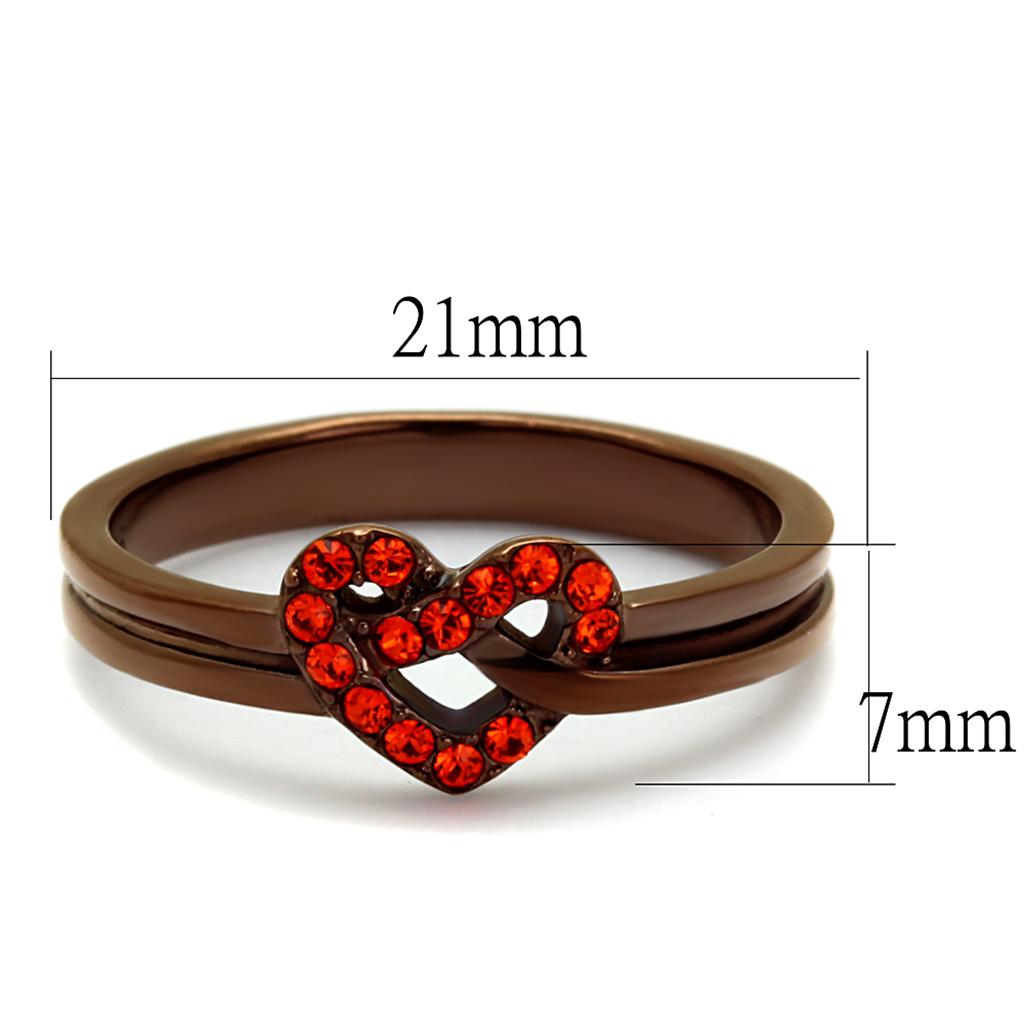 TK2686 - IP Coffee light Stainless Steel Ring with Top Grade Crystal  in Orange-1