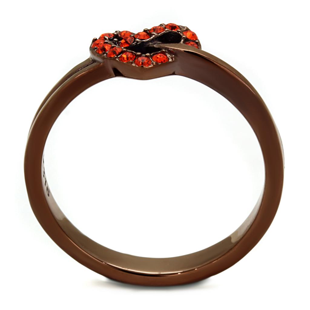 TK2686 - IP Coffee light Stainless Steel Ring with Top Grade Crystal  in Orange-2