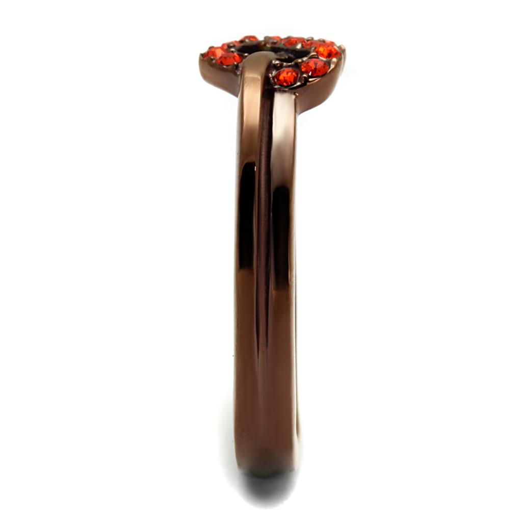 TK2686 - IP Coffee light Stainless Steel Ring with Top Grade Crystal  in Orange-3
