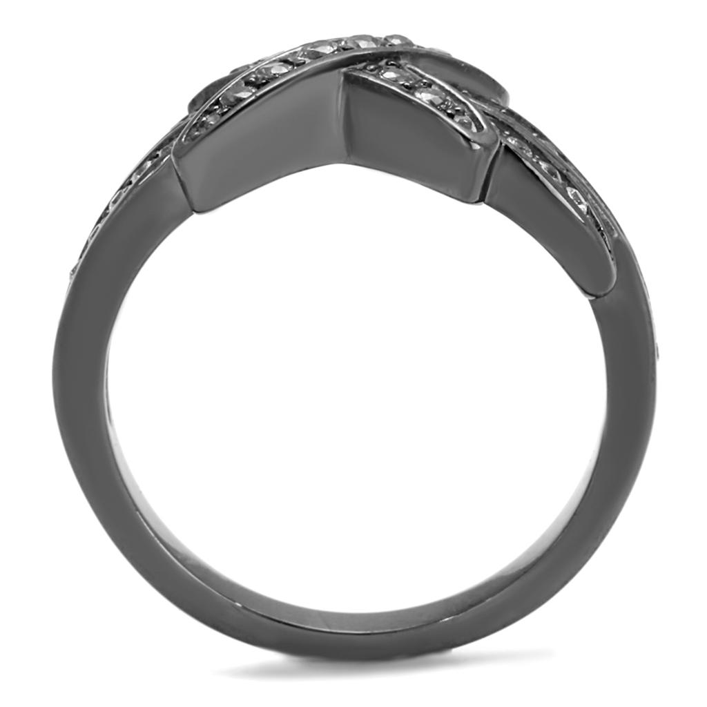 TK2689 - IP Light Black  (IP Gun) Stainless Steel Ring with AAA Grade CZ  in Clear-2