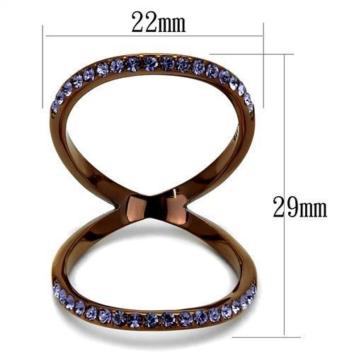 TK2693 - IP Coffee light Stainless Steel Ring with Top Grade Crystal  in Tanzanite-1