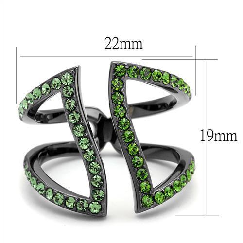 TK2694 - IP Light Black  (IP Gun) Stainless Steel Ring with Top Grade Crystal  in Multi Color-1