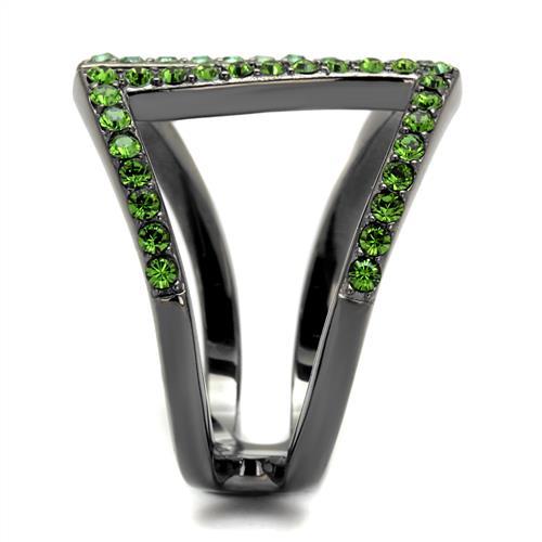 TK2694 - IP Light Black  (IP Gun) Stainless Steel Ring with Top Grade Crystal  in Multi Color-3