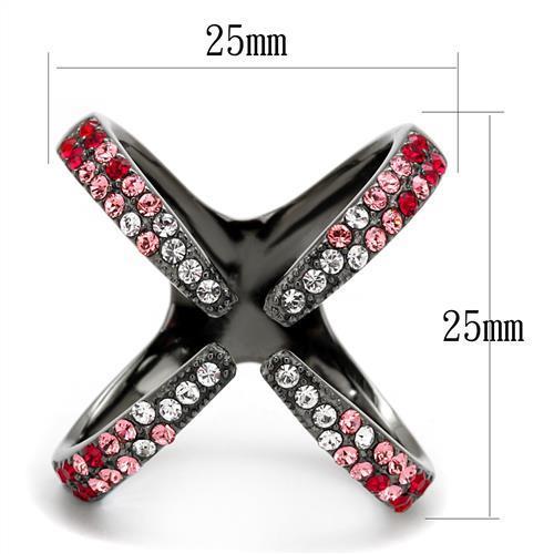 TK2696 - IP Light Black  (IP Gun) Stainless Steel Ring with Top Grade Crystal  in Multi Color-1