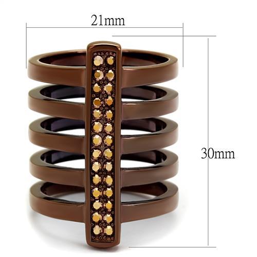 TK2697 - IP Coffee light Stainless Steel Ring with Top Grade Crystal  in Light Coffee-1