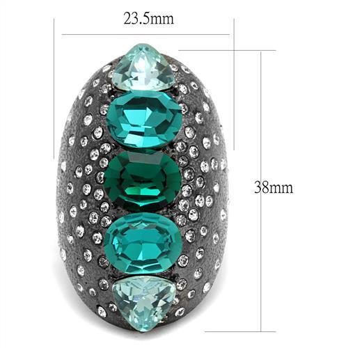 TK2698 - IP Light Black  (IP Gun) Stainless Steel Ring with Top Grade Crystal  in Multi Color-1