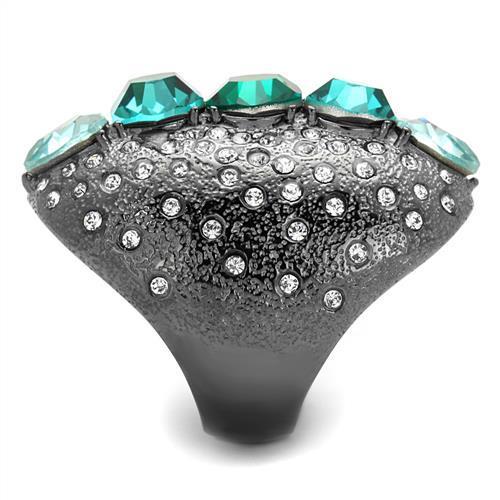 TK2698 - IP Light Black  (IP Gun) Stainless Steel Ring with Top Grade Crystal  in Multi Color-3