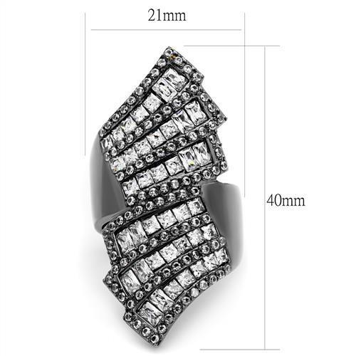TK2699 - IP Light Black  (IP Gun) Stainless Steel Ring with AAA Grade CZ  in Clear-1