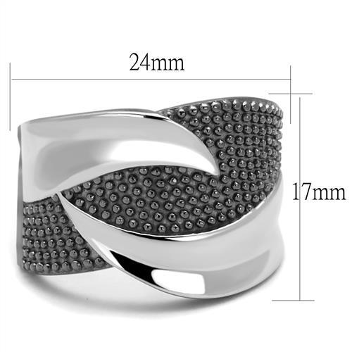 TK2700 - Two Tone IP Light Black (IP Gun) Stainless Steel Ring with No Stone-1