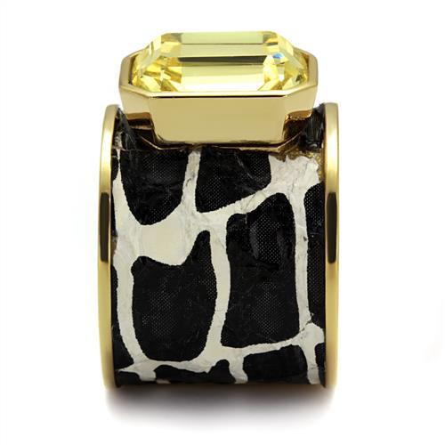 TK2701 - IP Gold(Ion Plating) Stainless Steel Ring with Top Grade Crystal  in Citrine Yellow-3