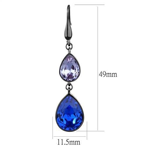 TK2706 - IP Light Black  (IP Gun) Stainless Steel Earrings with Top Grade Crystal  in Multi Color-1