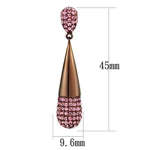 TK2707 - IP Coffee light Stainless Steel Earrings with Top Grade Crystal  in Light Peach-1